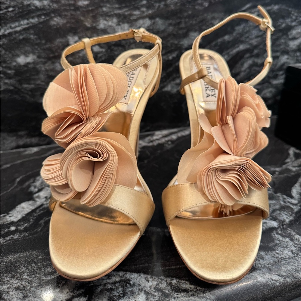 Badgley Mischka Randee in Gold Satin